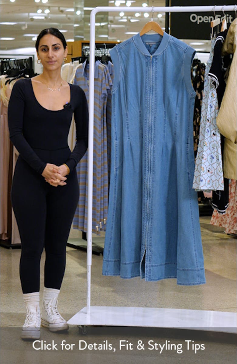 Pintuck Denim Midi Dress, sales video thumbnail