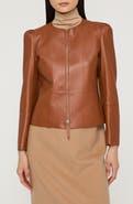 Lafayette 148 New York Puff Shoulder Lambskin Leather Jacket