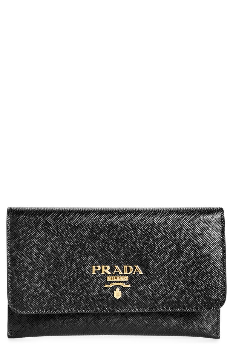 Prada Saffiano Leather Envelope Card Case, Main, color, 