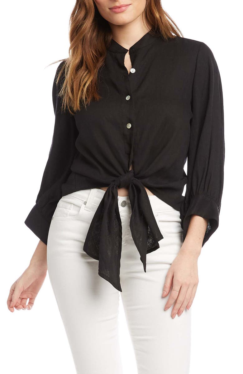 Karen Kane Tie Front Button-Up Shirt, Main, color,