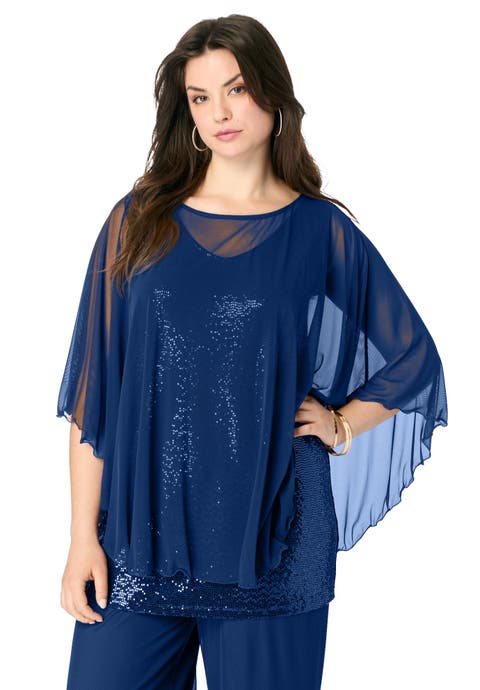 Georgette Mesh Overlay Top (plus)