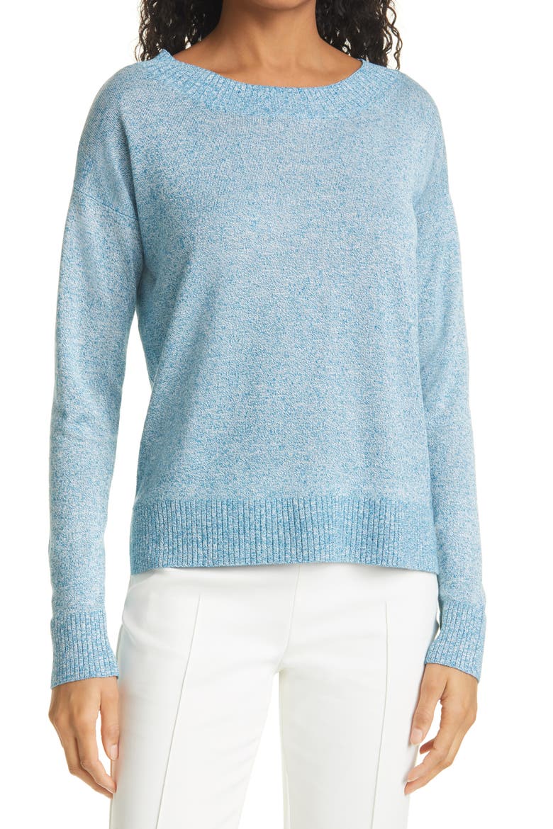 Linen Blend Boat Neck Sweater, Main, color, MARITIME BLUE