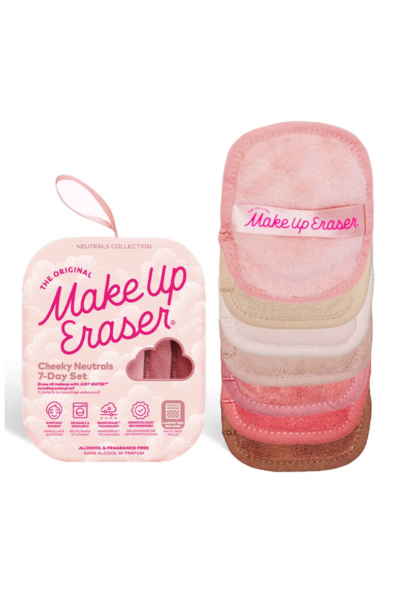 Neutral 7-Day MakeUp Eraser Set with Laundry Bag, Main, color, CHEEKY NEUTRALS