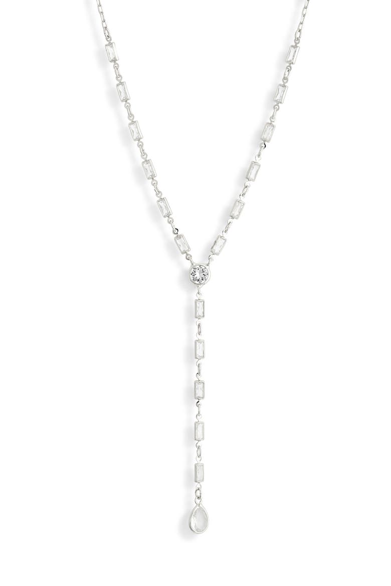 Cubic Zirconia Y-Necklace, Main, color, CLEAR- SILVER