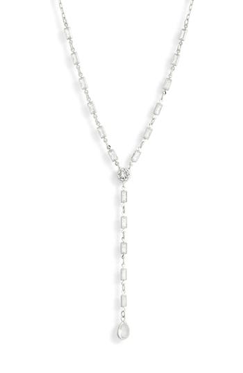 Nordstrom Rack Cubic Zirconia Y-necklace In Silver
