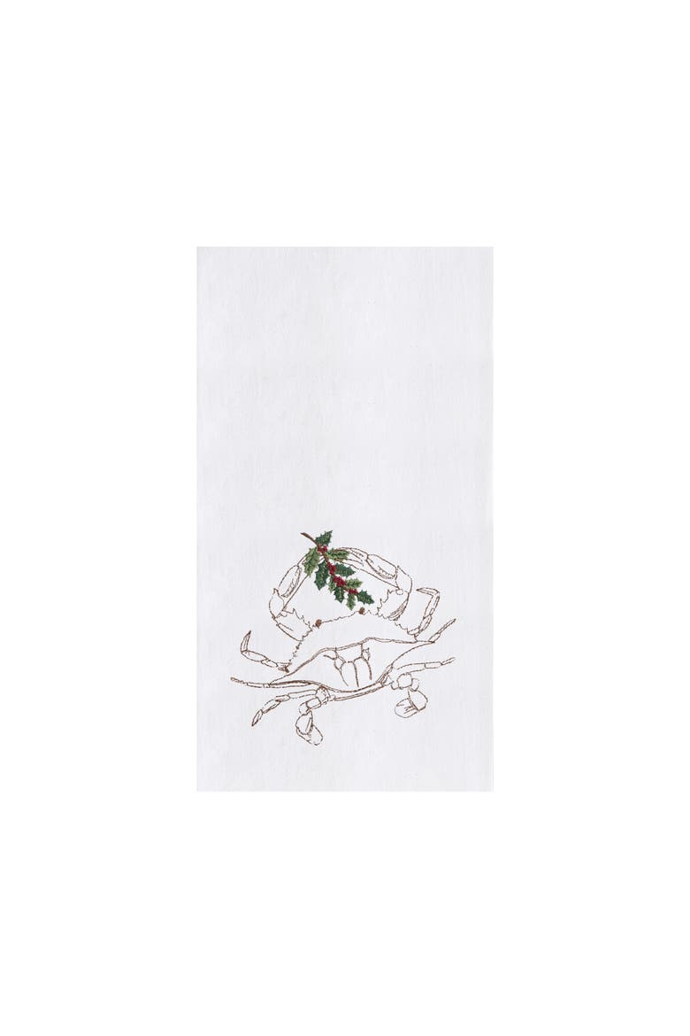 Sea Life Crab Cotton Dishtowel, Main, color, White