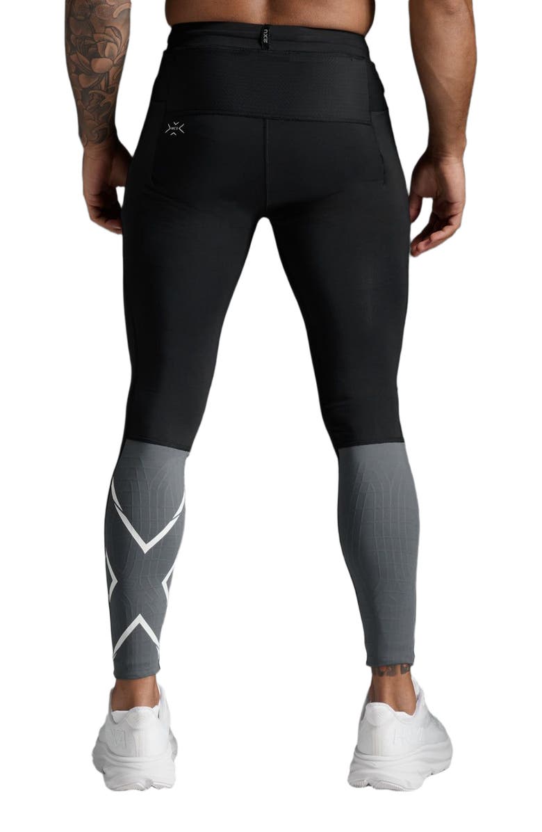 2XU Light Speed React Comp Tights, Alternate, color, Black/White Reflective
