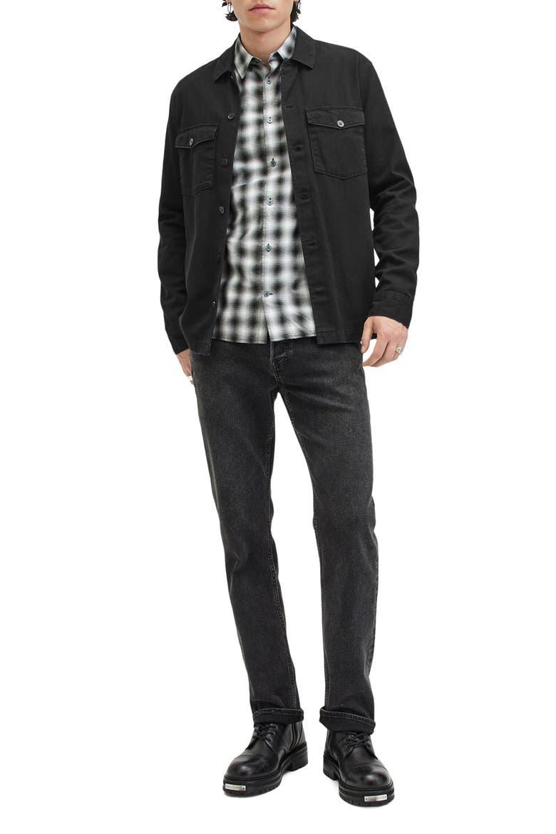 Spotter Cotton Denim Button-Up Shirt Jacket, Alternate, color, BLACK