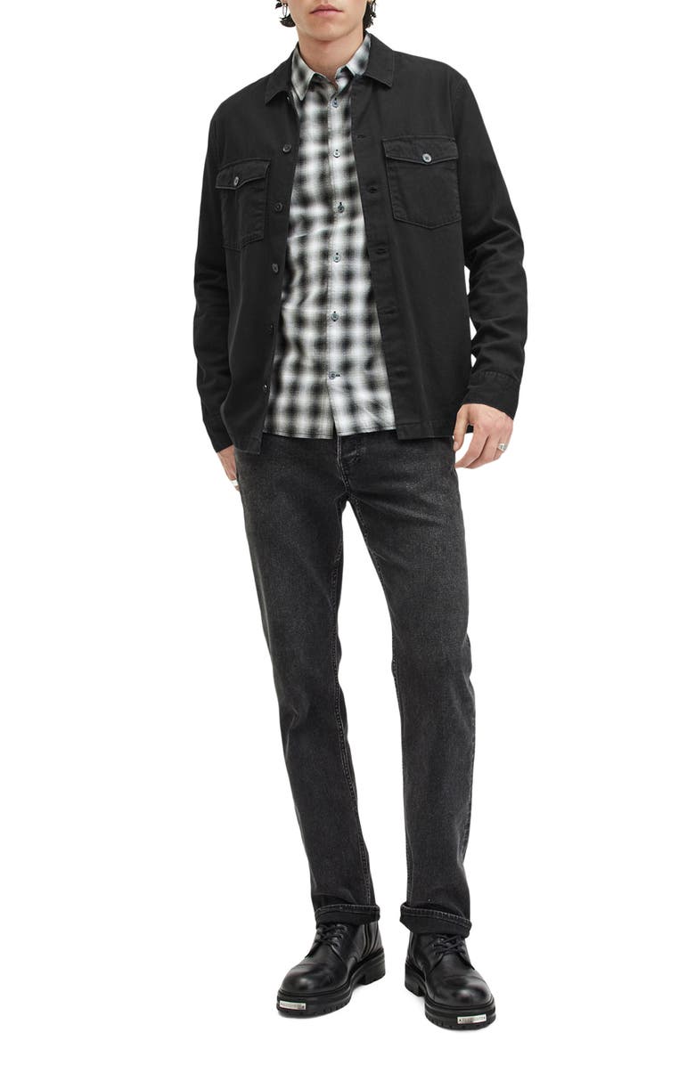 AllSaints Spotter Cotton Denim Button-Up Shirt Jacket, Alternate, color, Black