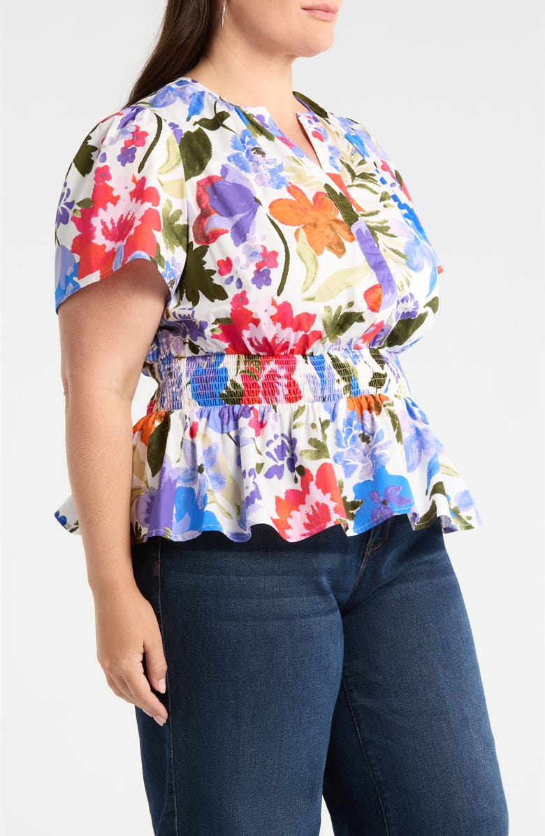 SUGARLIPS Amania Floral Sarina Smocked Top, Alternate, color, Blue-Purple