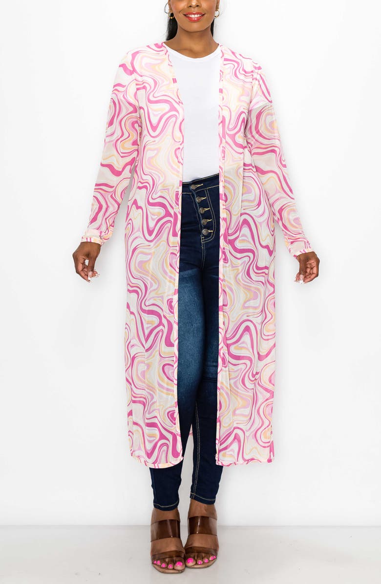 L I V D Megan Mesh Duster, Alternate, color, Orange Mauve