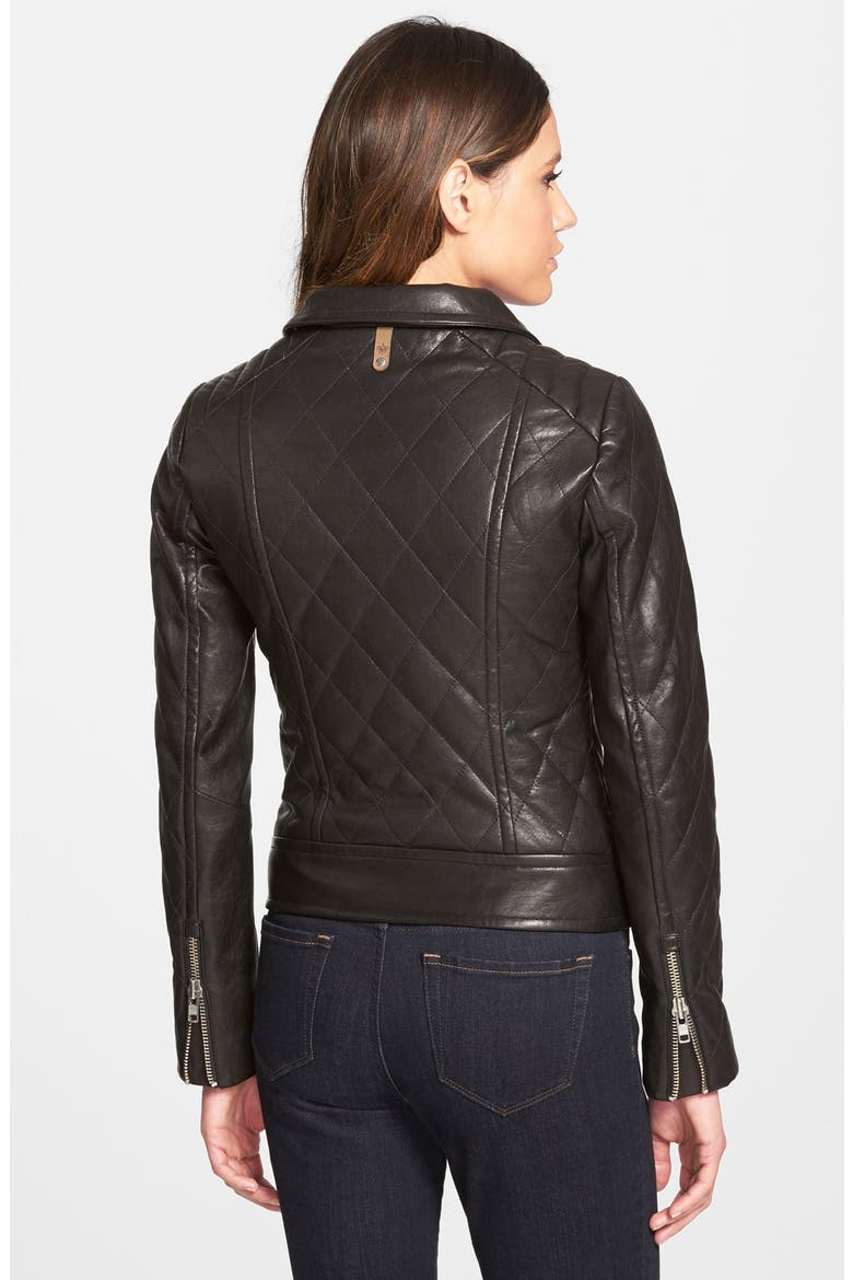 Quilted Leather Moto Jacket, Alternate, color, BLACK