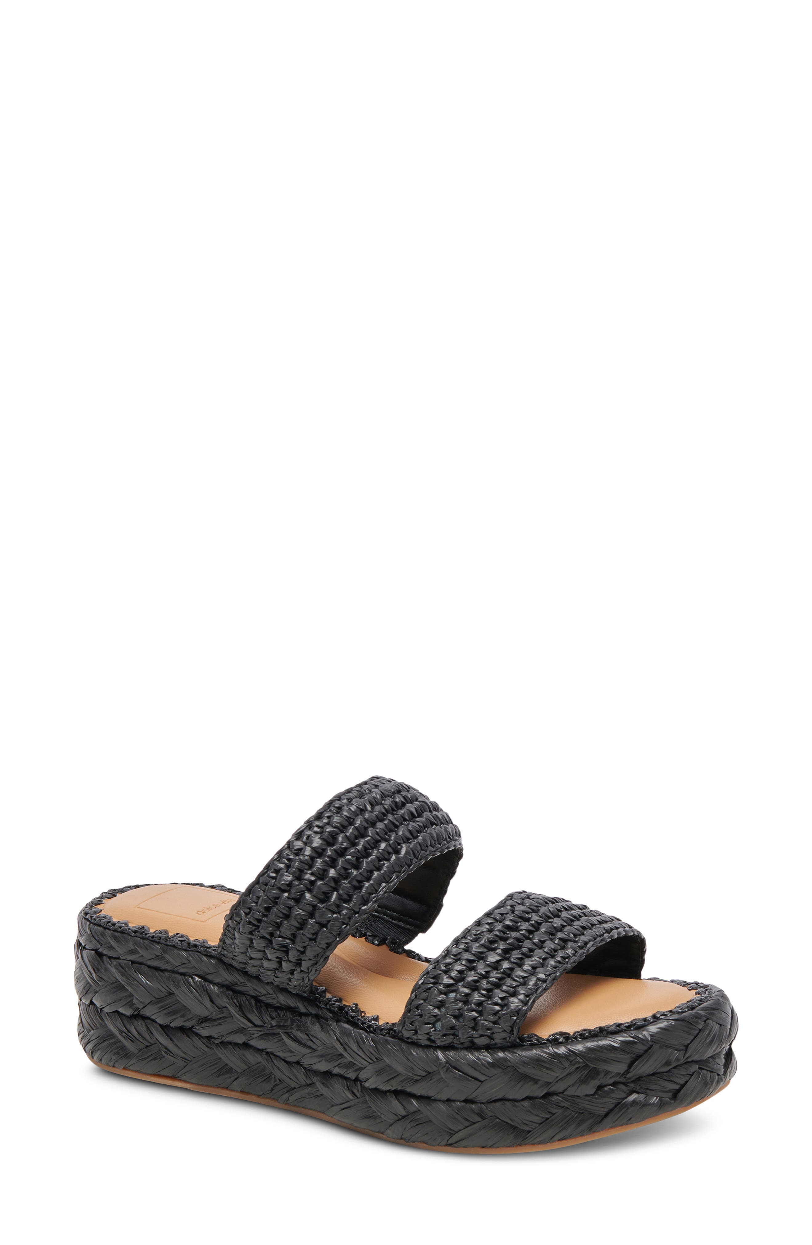 Dolce Vita Corla Braided Platform Slide Sandal, Main, color, Onxy Raffia