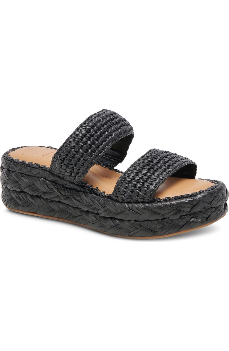 Dolce Vita Corla Braided Platform Slide Sandal, Main, color, Onxy Raffia