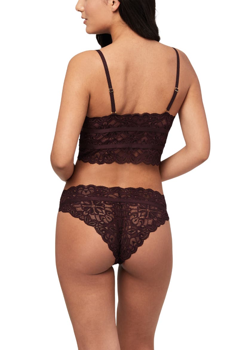 Lace Longline Bralette & Brazilian Panties Set, Alternate, color, COCOA/ PECAN