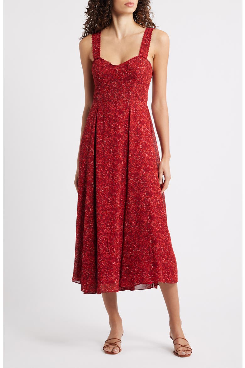 Lela Floral Print Midi Dress, Main, color, ROSEANNE
