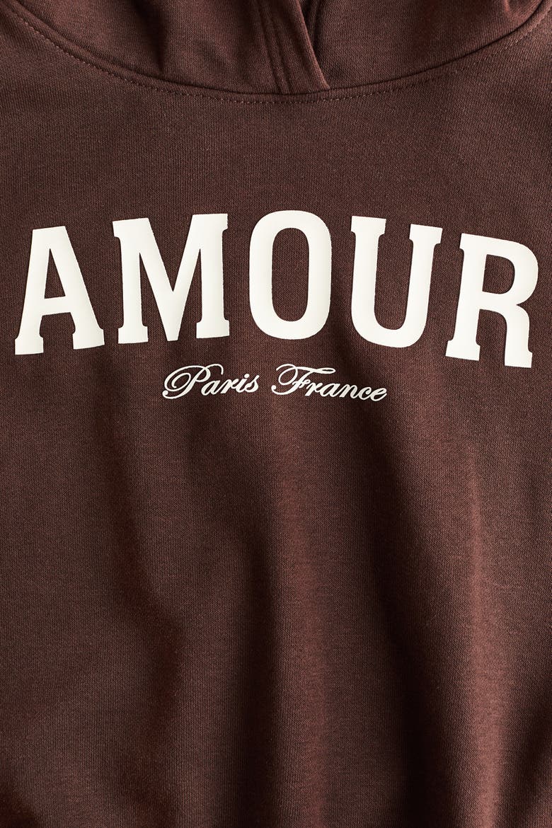 Oversized Motif-detail Hoodie, Alternate, color, Dark brown/Amour
