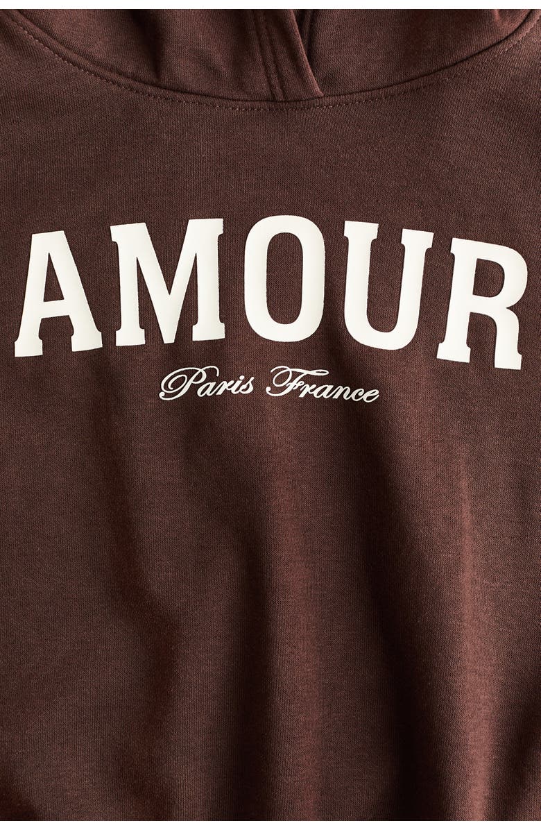 H&M Oversized Motif-detail Hoodie, Alternate, color, Dark Brown/Amour