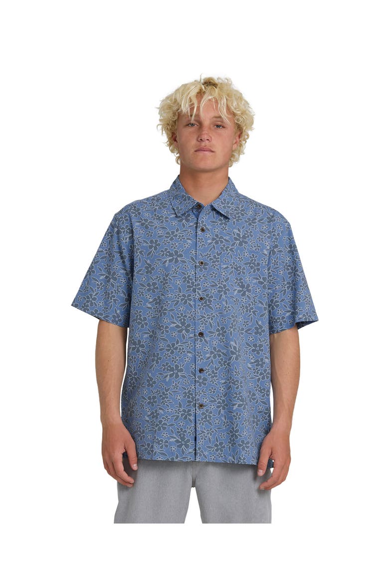 Flower Field WM SS Short Sleeve Shirt, Main, color, BLUE SHADOW