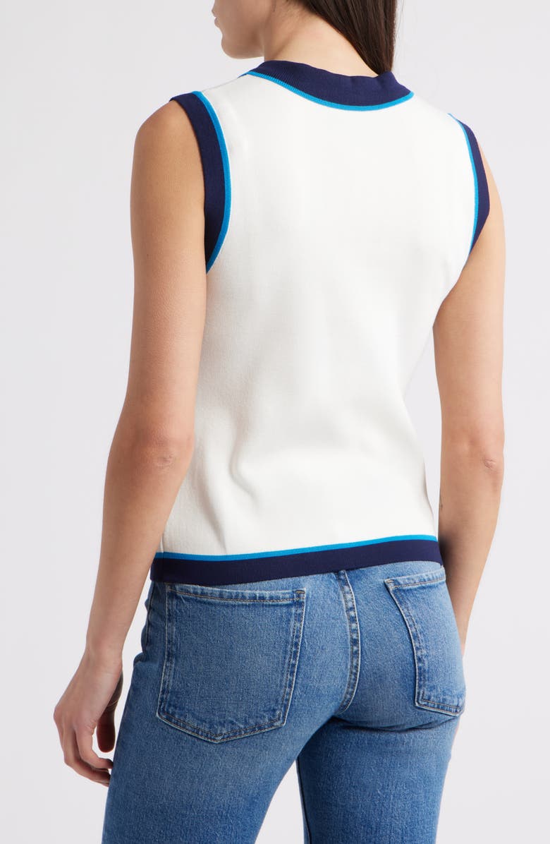 ZOE AND CLAIRE Tipped Sleeveless Polo Sweater, Alternate, color,