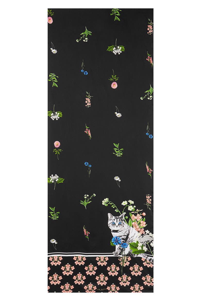 Florence Long Silk Scarf, Alternate, color, BLACK