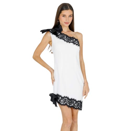Akalia Zeena One Shoulder Lace Mini Dress In Black