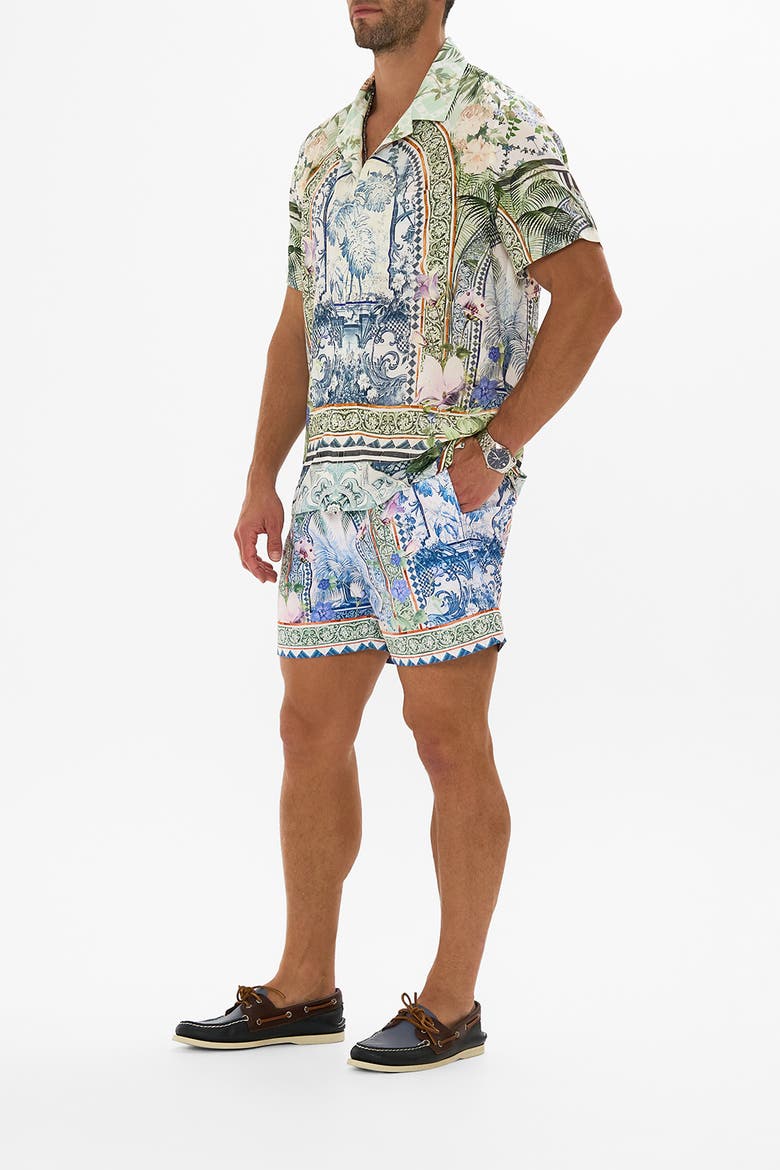 Mid Length Boardshort With Elastic Waist Jardim Party, Alternate, color, Jardim Party