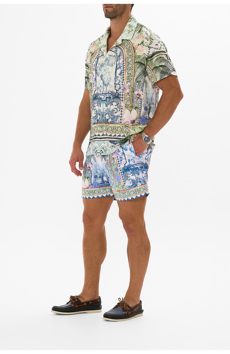 Hotel Franks By Camilla Mid Length Boardshort With Elastic Waist Jardim Party, Alternate, color, Jardim Party