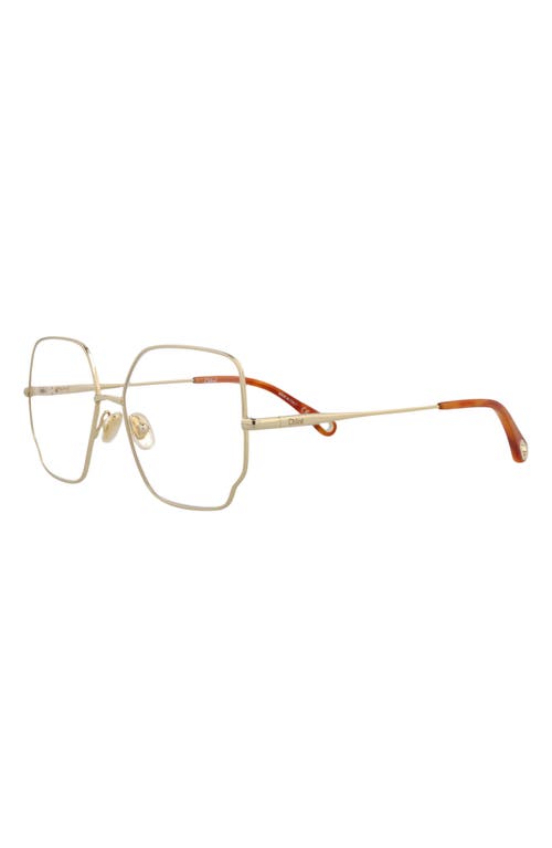 Chloé Core 57mm Square Optical Glasses In Gold Transparent
