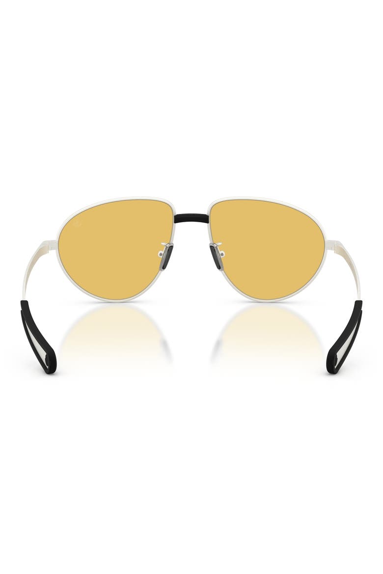 55mm Pilot Sunglasses, Alternate, color, MATTE SILVER / SOLID YELLOW