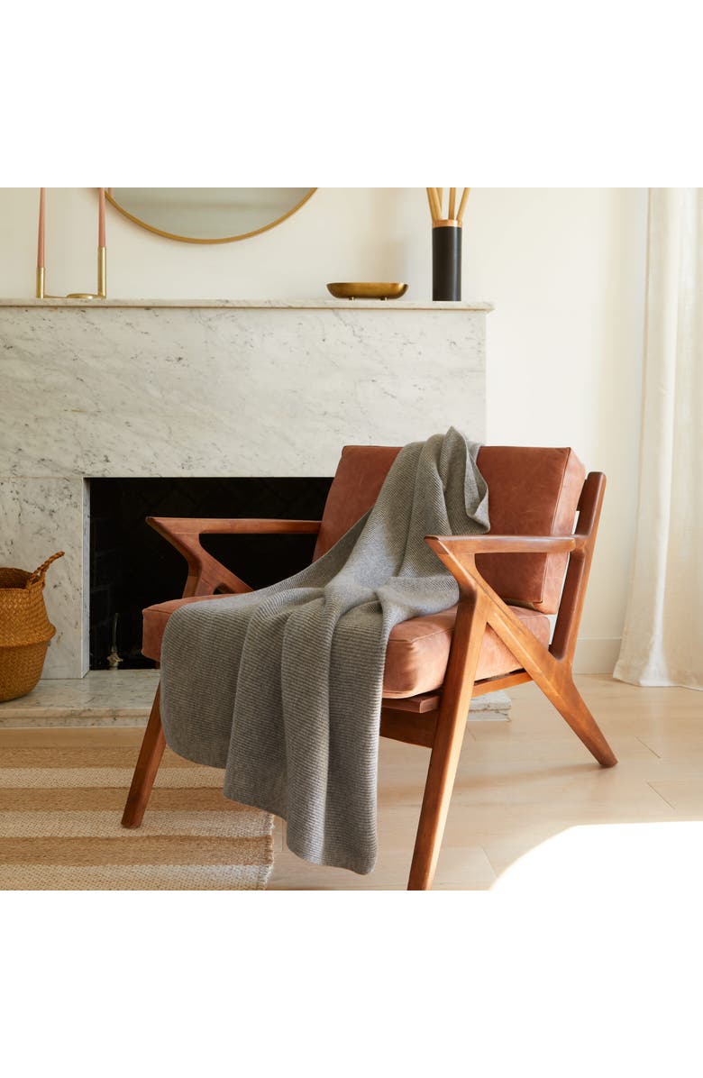 Italic Vallon Ribbed Cashmere Throw Blanket, Alternate, color, Heather Grey