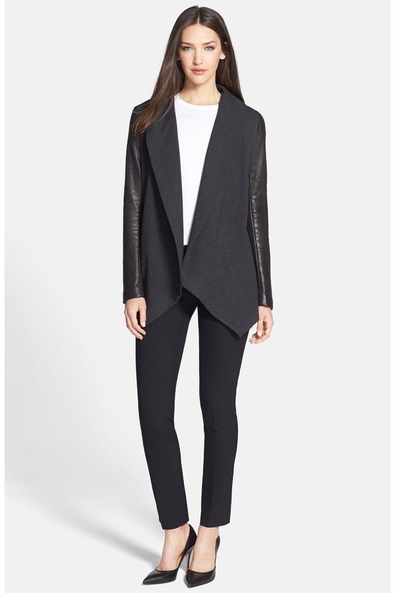 'Ines' Crop Stretch Wool Trousers, Alternate, color, BLACK