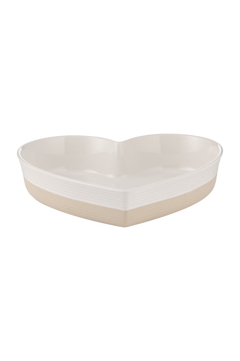 Rustic Charm Heart Oven Dish, 11" Stoneware Baking Dish with Embossed Design, Main, color, Beige