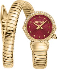 Just Cavalli Radiosa Snake Wraparound Bracelet Watch, 22mm