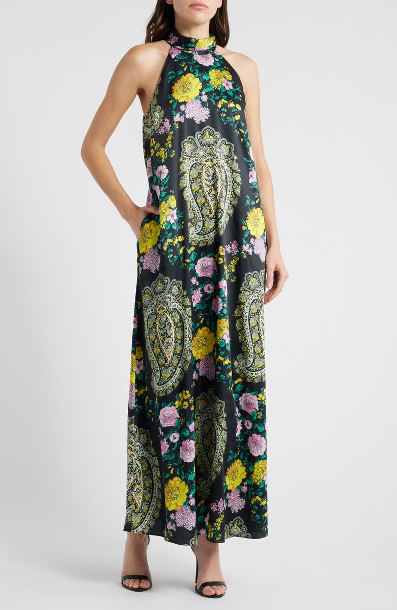 KOBI HALPERIN Genesis Halter Maxi Dress, Main, color, Black Multi