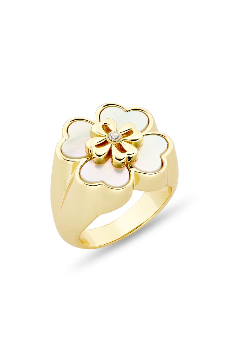 Mother of Pearl Clover Statement Ring