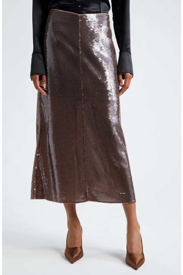 Monroe Sequin Midi Skirt, Main, color, SMOKE