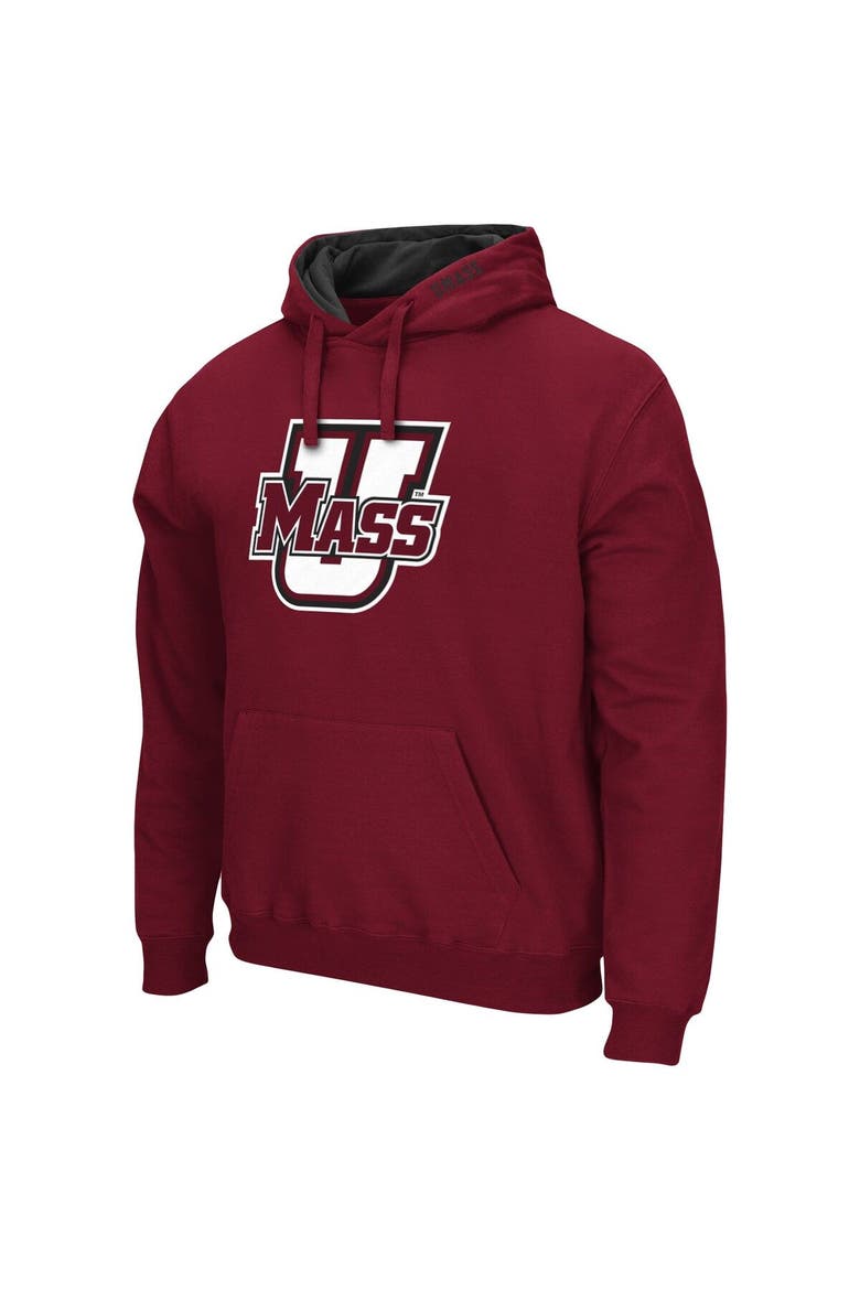 Men's Colosseum Maroon UMass Minutemen Arch and Logo Pullover Hoodie, Alternate, color, Maroon