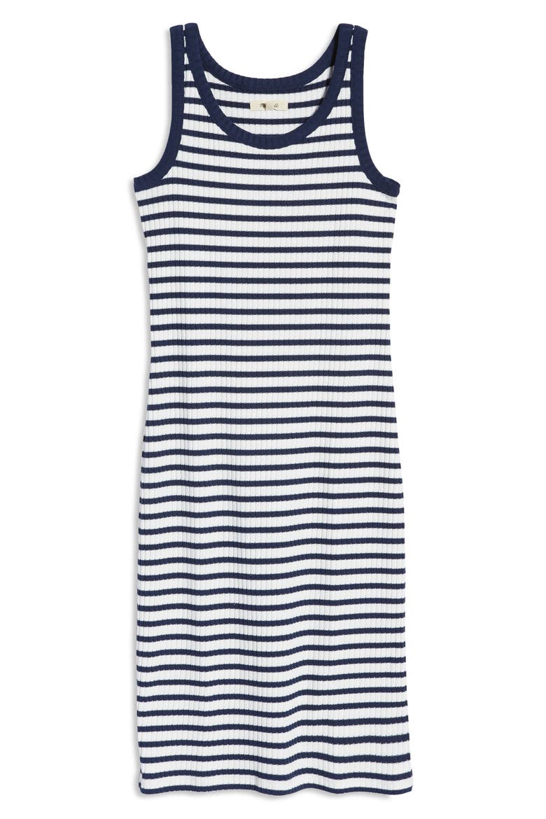 Stripe Ribbed Midi Tank Dress, Alternate, color, BENGALI INDIGO
