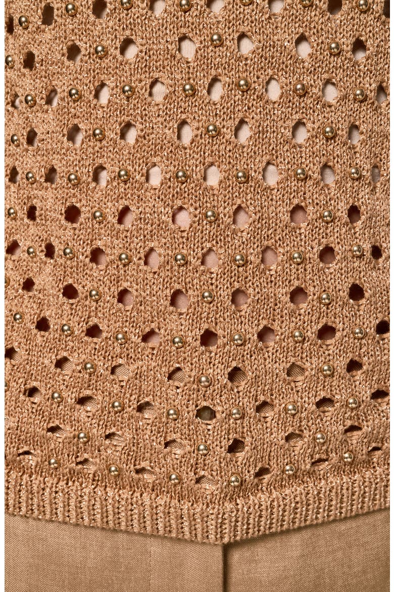 Hotfix Cotton Blend Sweater Vest, Alternate, color, FAWN