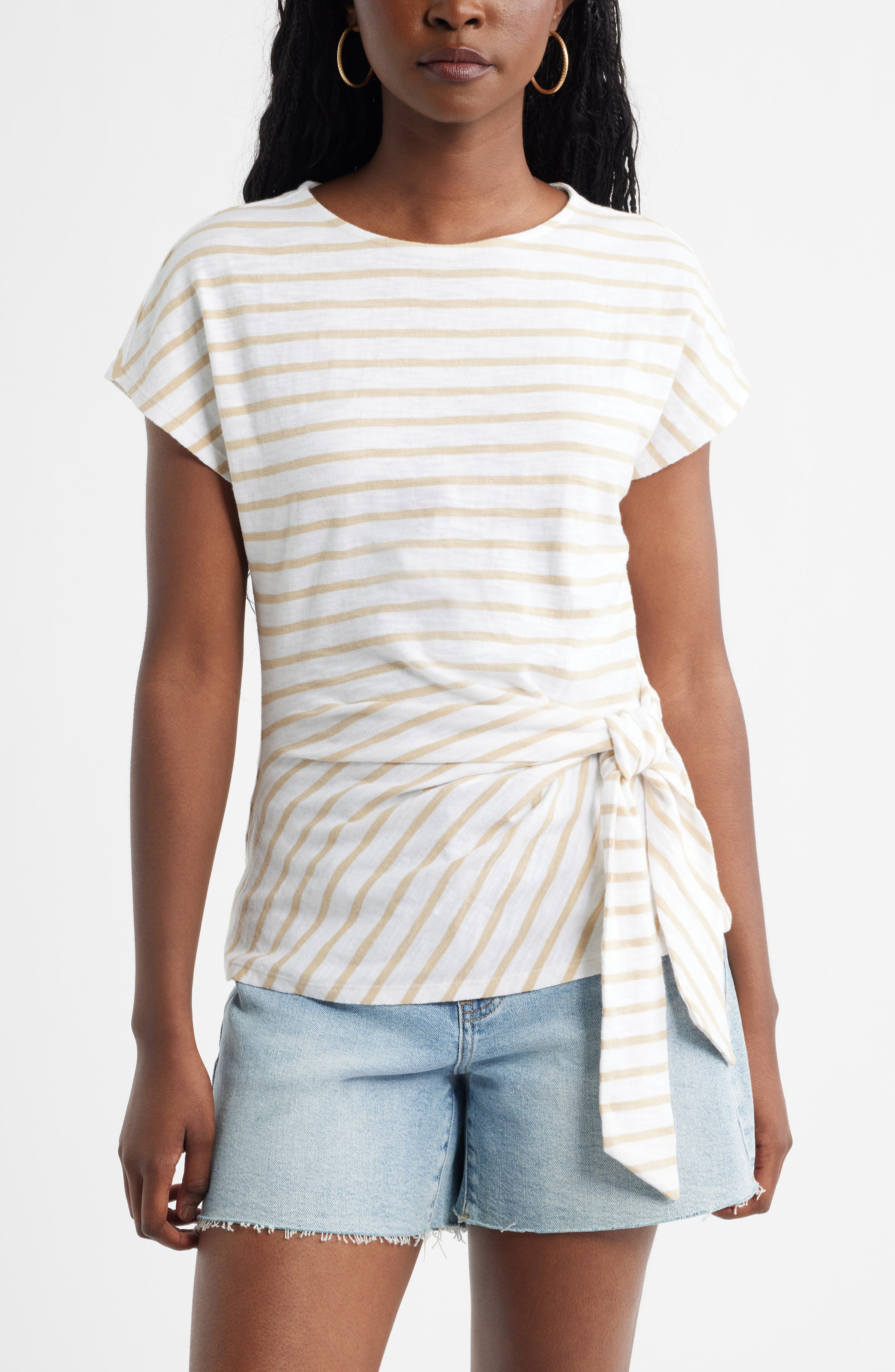 Drop Shoulder Tie Front Top - image 3