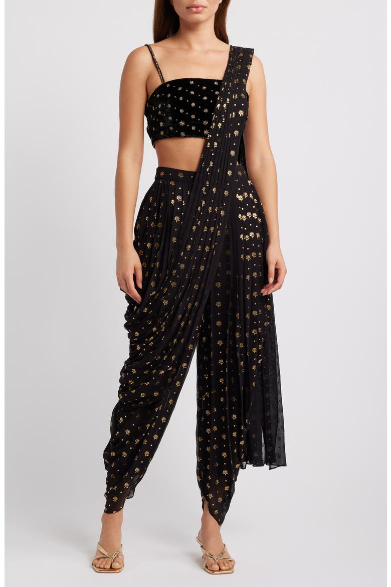 Farah Dhoti & Dupatta Set, Main, color, BLACK