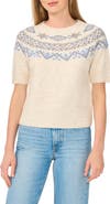 CeCe Fair Isle Short Sleeve Sweater
