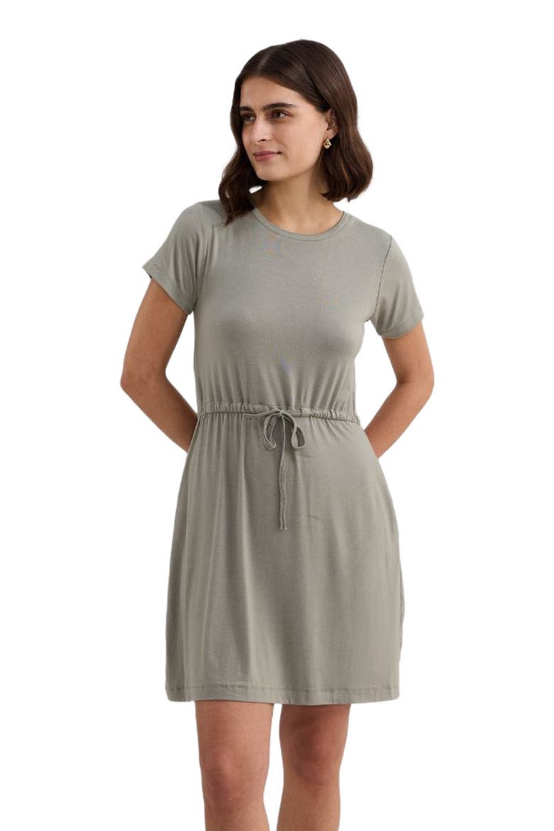 Comfortable Drawstring Short Dress, Alternate, color, Green