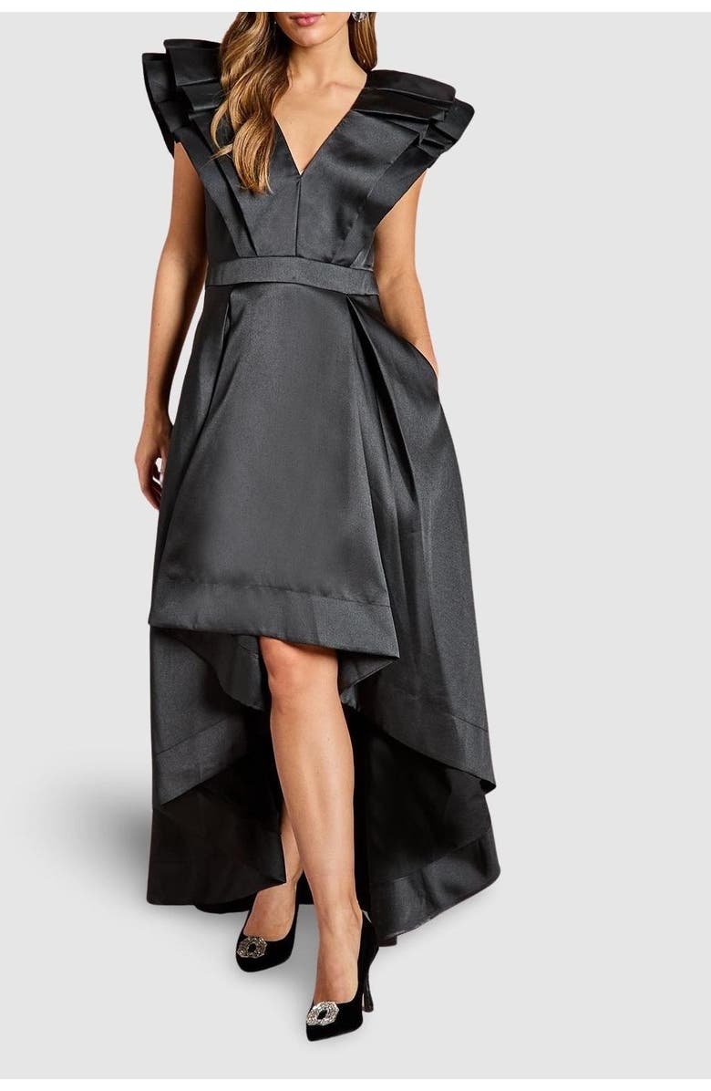 Coast Frill Sleeve V-Neck Midi Dress, Alternate, color, Black