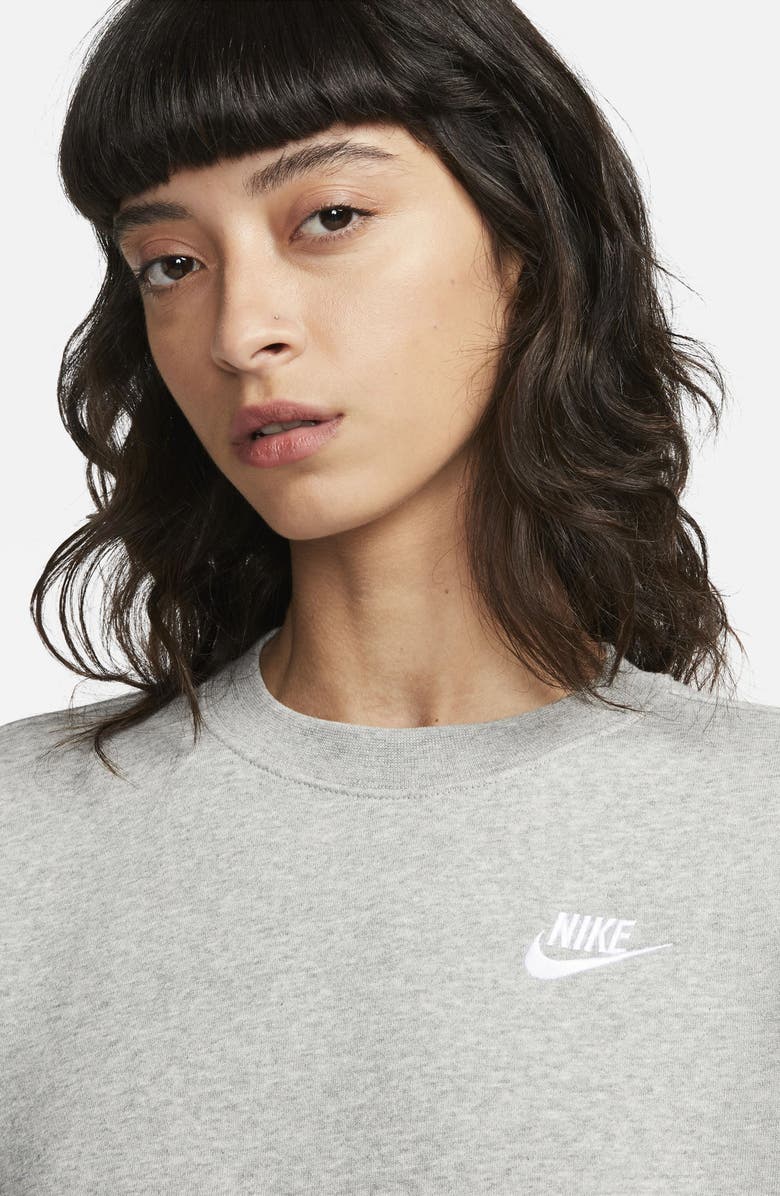Nike Sportswear Club Fleece Crewneck Sweatshirt, Alternate, color, Dark Grey Heather/ White