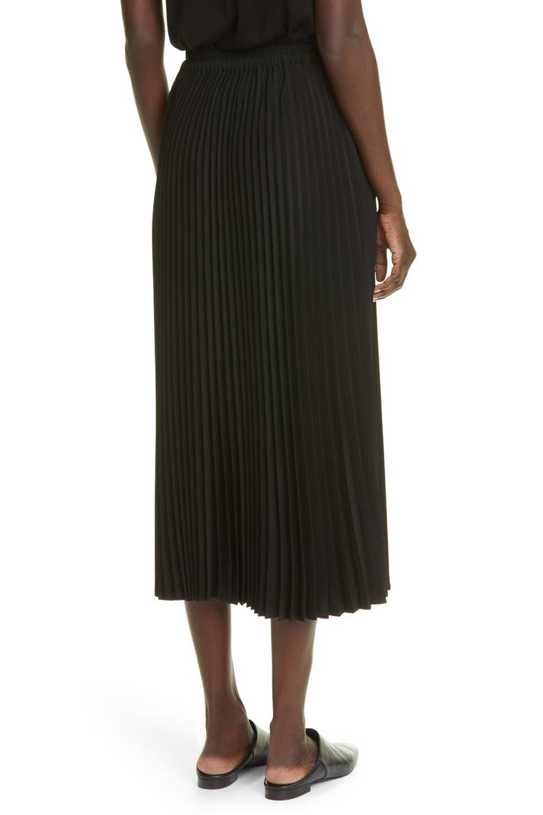 Pleated Midi Skirt, Alternate, color, BLACK