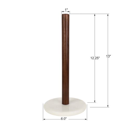Happimess Avery Modern Classic Metal With Non Slip Weighted Marble Base Paper Towel Holder In Brown