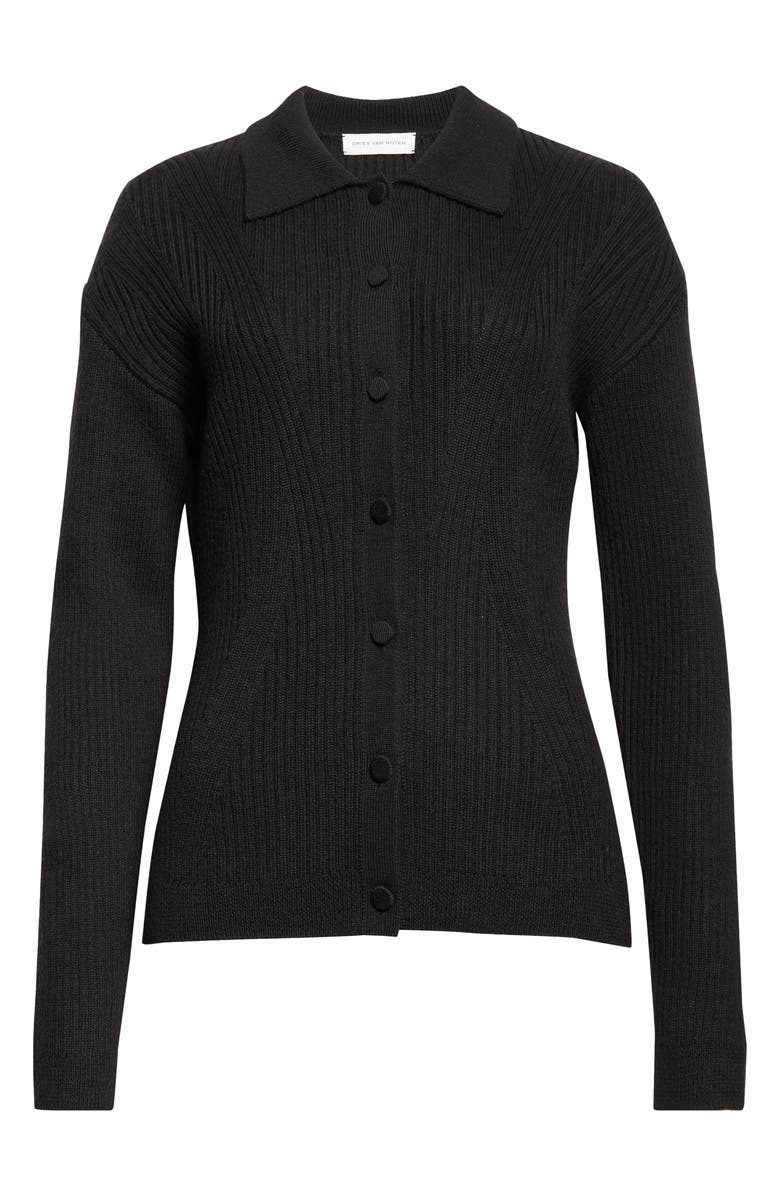 Dries Van Noten Wool Blend Rib Cardigan, Alternate, color, 