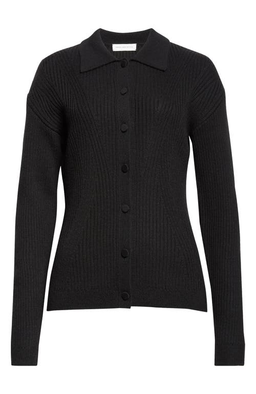 Dries Van Noten Wool Blend Rib Cardigan In Black